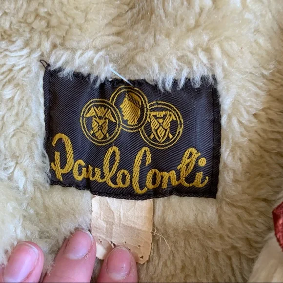 RARE vintage 70s burnt orange genuine suede Sherpa retro coat size XL - Picture 15 of 16